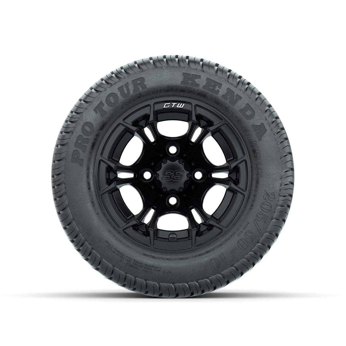GTW Spyder Matte Black 10 in Wheels with 205/50-10 Kenda Pro Tour Low-profile Tires Full Set