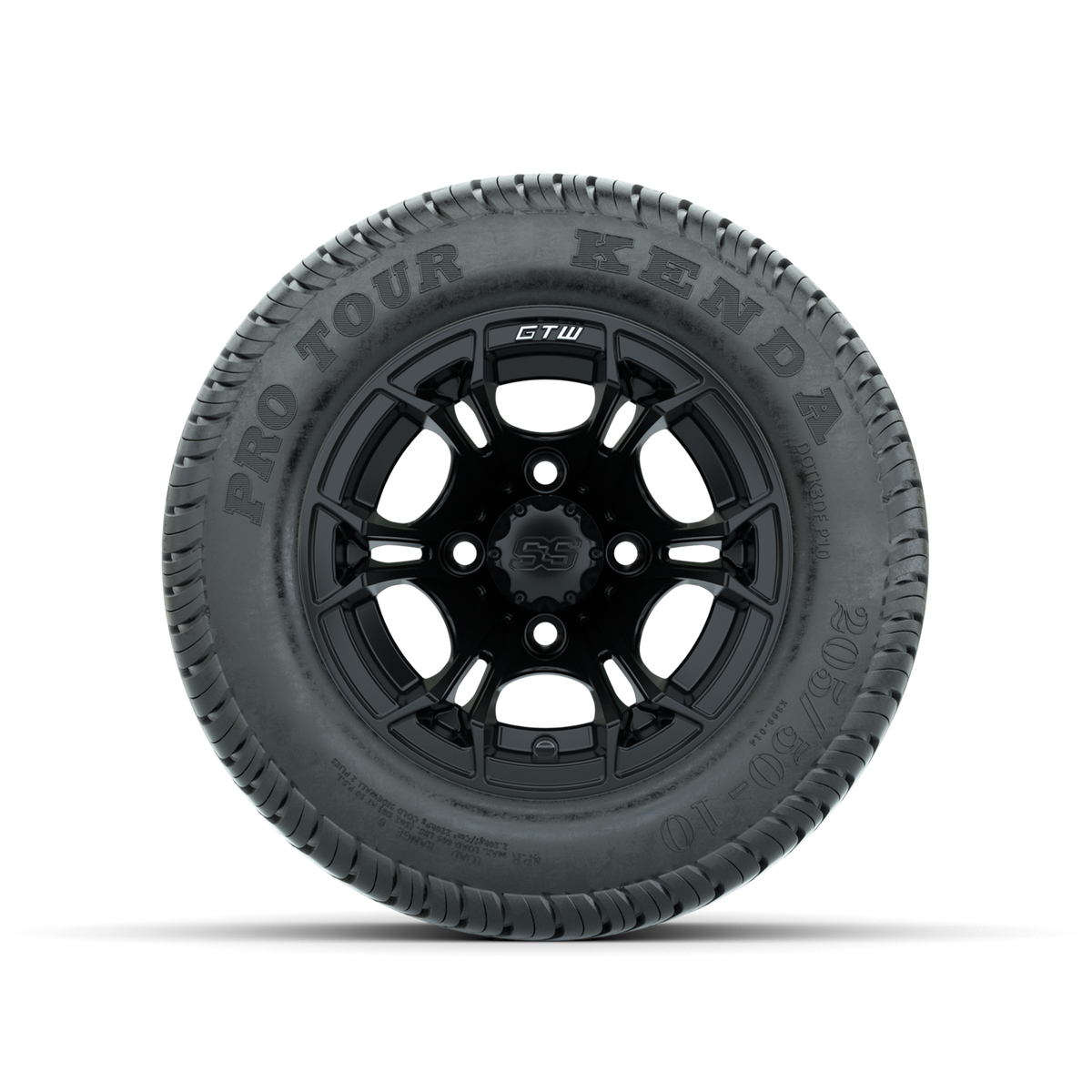 GTW Spyder Matte Black 10 in Wheels with 205/50-10 Kenda Pro Tour Low-profile Tires Full Set