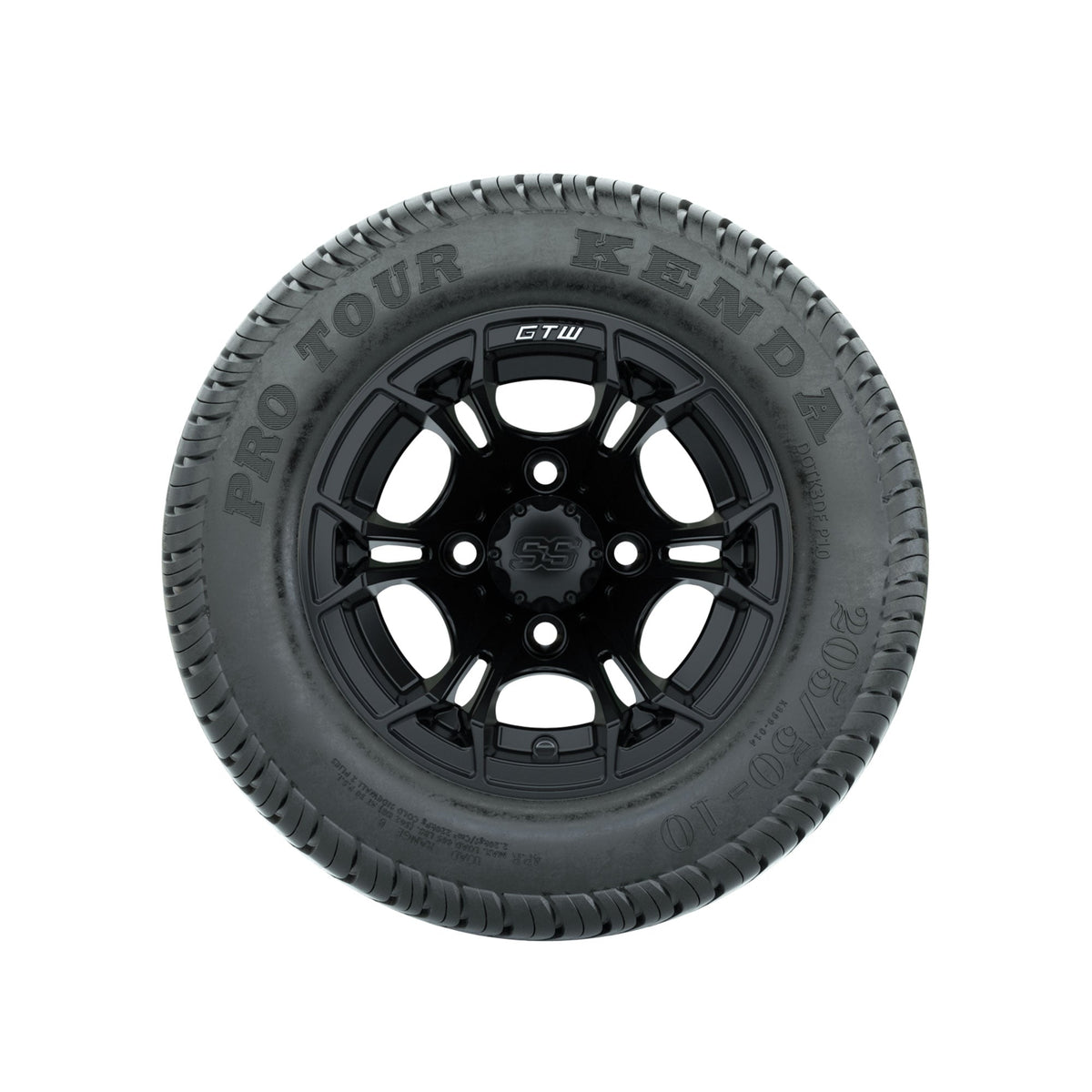 GTW Spyder Matte Black 10 in Wheels with 205/50-10 Kenda Pro Tour Low-profile Tires Full Set