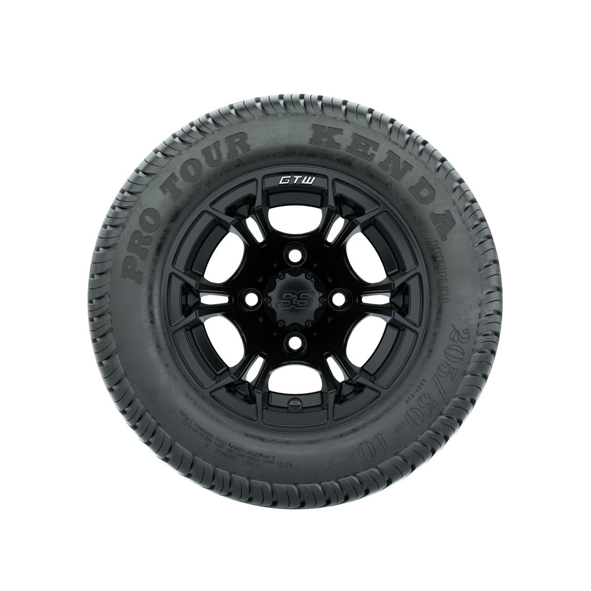 GTW Spyder Matte Black 10 in Wheels with 205/50-10 Kenda Pro Tour Low-profile Tires Full Set
