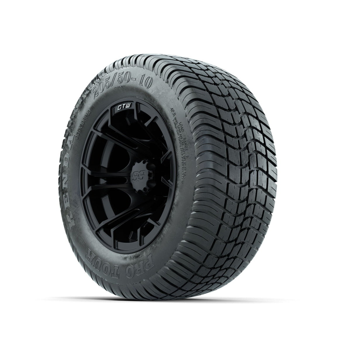 GTW Spyder Matte Black 10 in Wheels with 205/50-10 Kenda Pro Tour Low-profile Tires Full Set