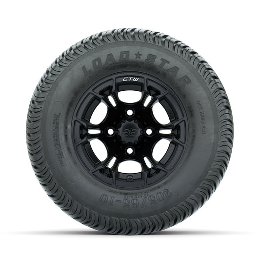GTW Spyder Matte Black 10 in Wheels with 205/65-10 Kenda Load Star Street Tires Full Set
