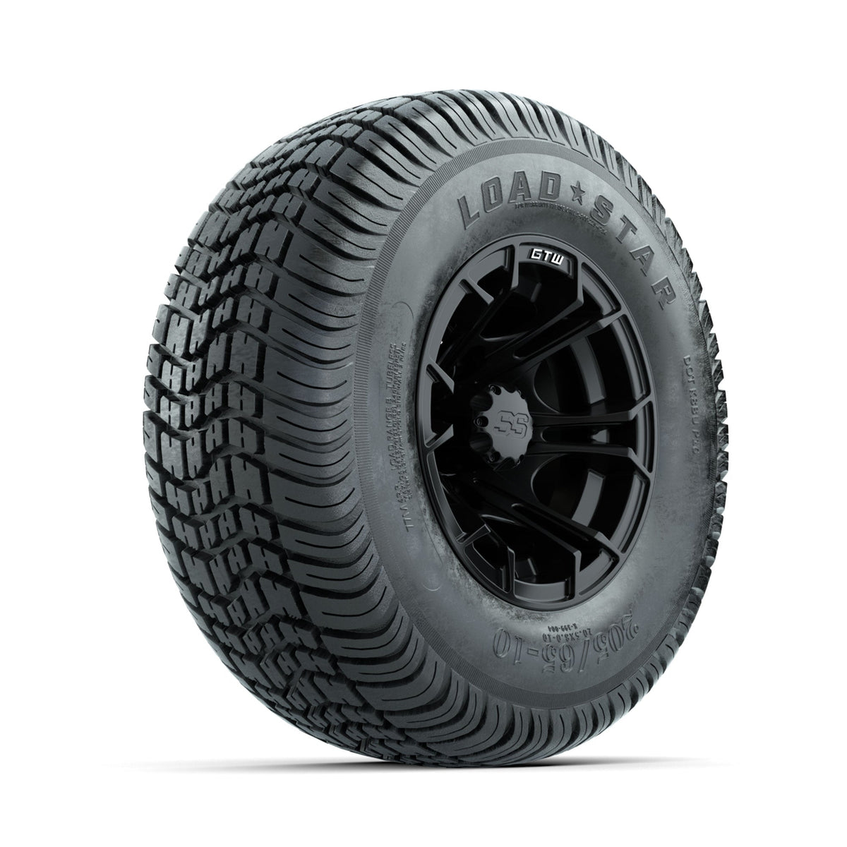 GTW Spyder Matte Black 10 in Wheels with 205/65-10 Kenda Load Star Street Tires Full Set