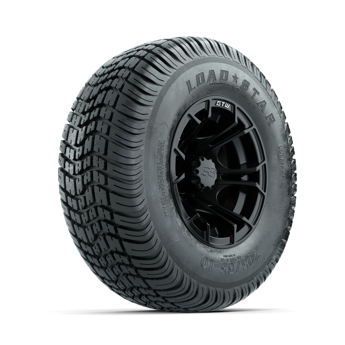 GTW Spyder Matte Black 10 in Wheels with 205/65-10 Kenda Load Star Street Tires Full Set