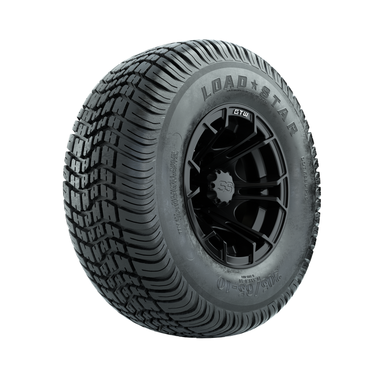 GTW Spyder Matte Black 10 in Wheels with 205/65-10 Kenda Load Star Street Tires Full Set