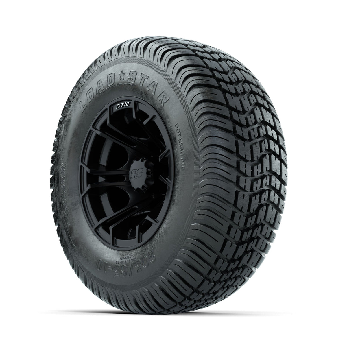 GTW Spyder Matte Black 10 in Wheels with 205/65-10 Kenda Load Star Street Tires Full Set