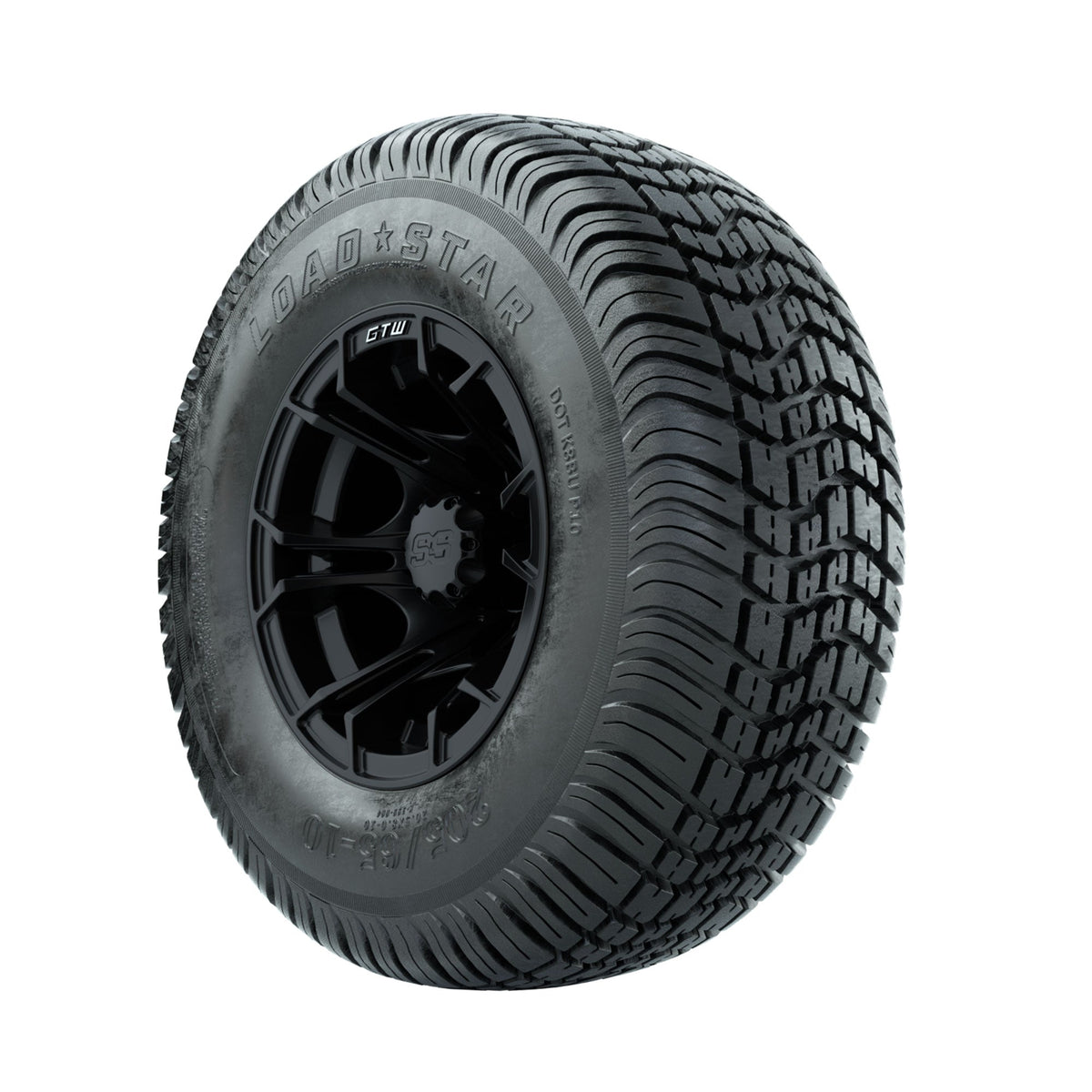 GTW Spyder Matte Black 10 in Wheels with 205/65-10 Kenda Load Star Street Tires Full Set