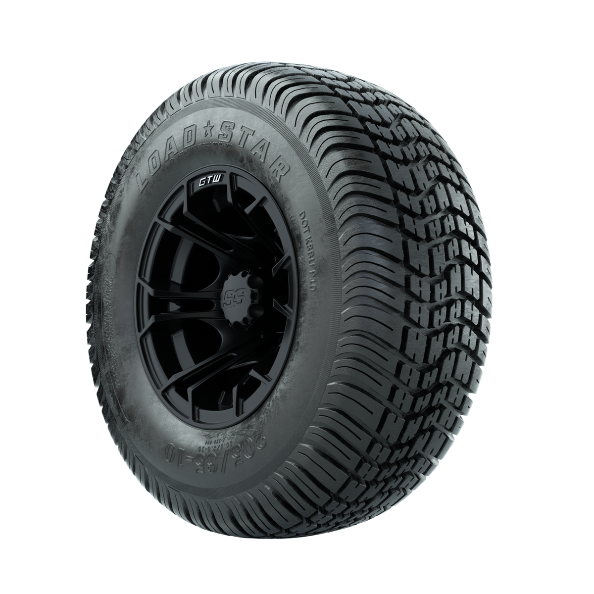 GTW Spyder Matte Black 10 in Wheels with 205/65-10 Kenda Load Star Street Tires Full Set