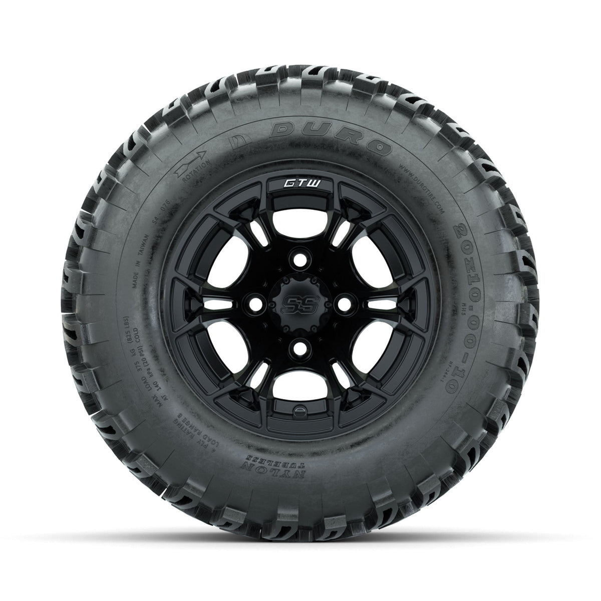 GTW Spyder Matte Black 10 in Wheels with 20x10-10 Duro Desert All Terrain Tires Full Set