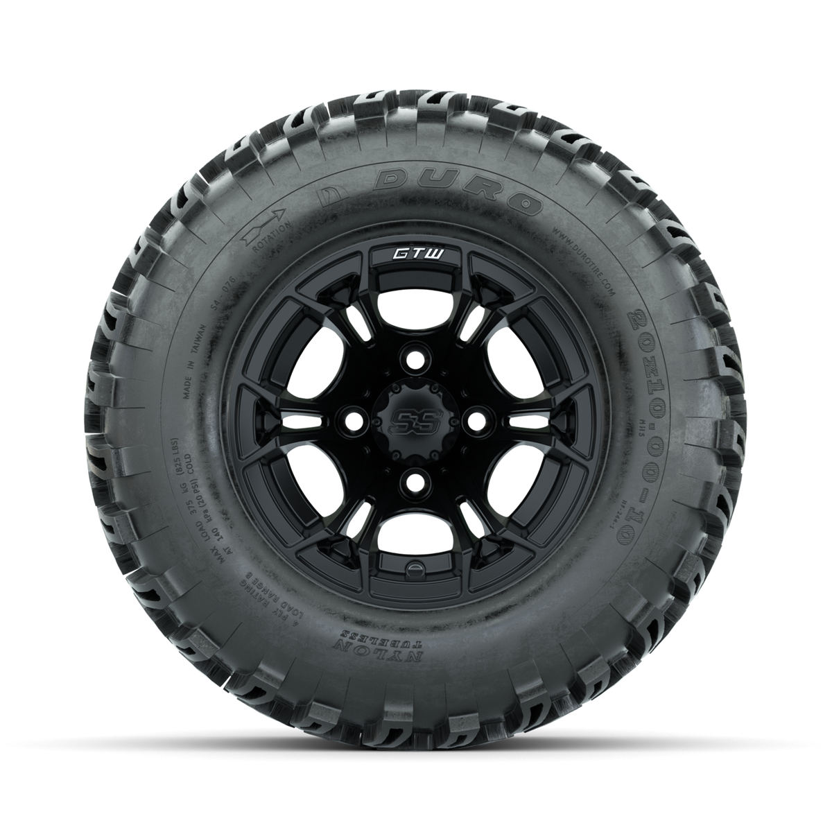 GTW Spyder Matte Black 10 in Wheels with 20x10-10 Duro Desert All Terrain Tires Full Set