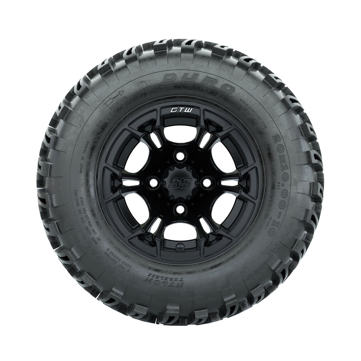 GTW Spyder Matte Black 10 in Wheels with 20x10-10 Duro Desert All Terrain Tires Full Set