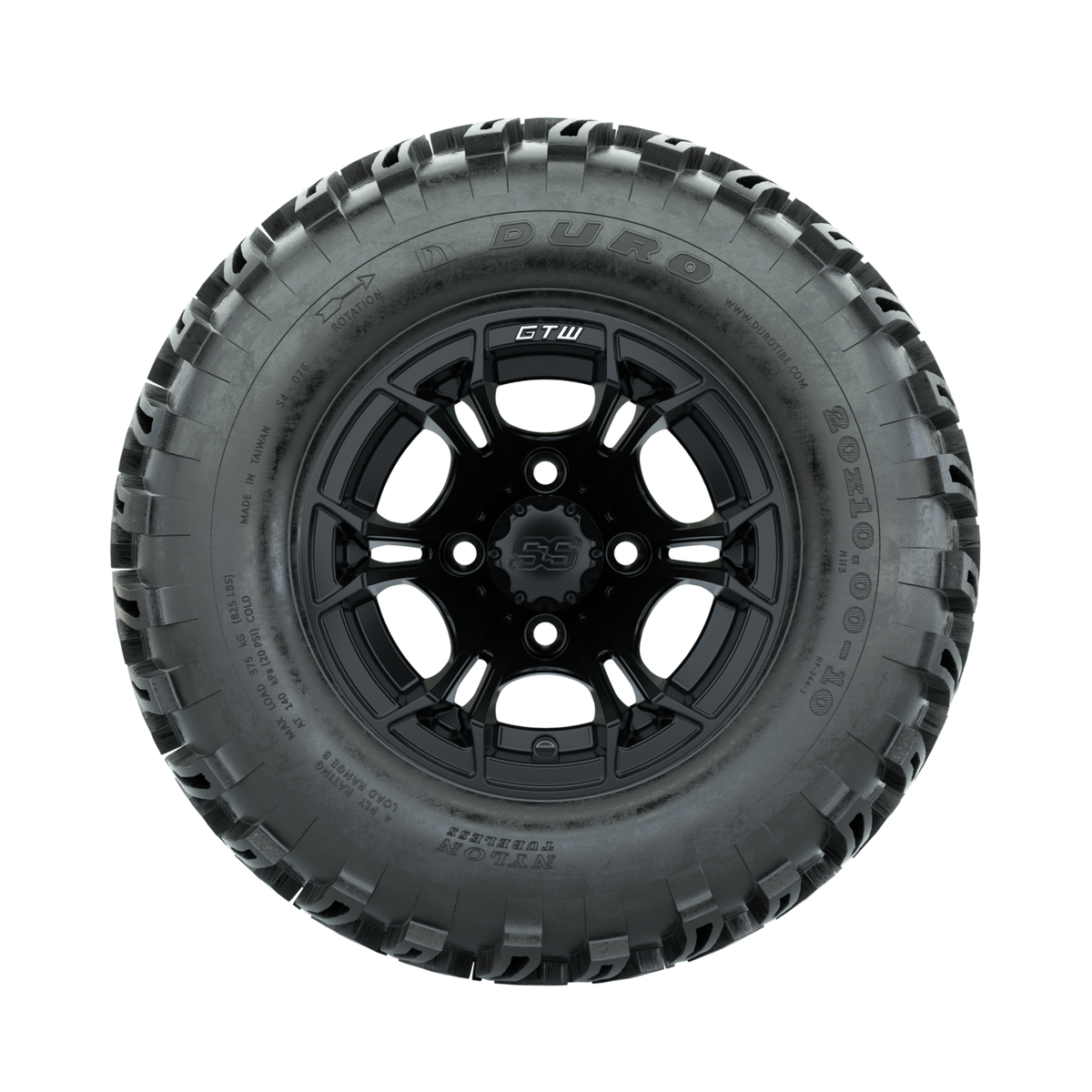 GTW Spyder Matte Black 10 in Wheels with 20x10-10 Duro Desert All Terrain Tires Full Set