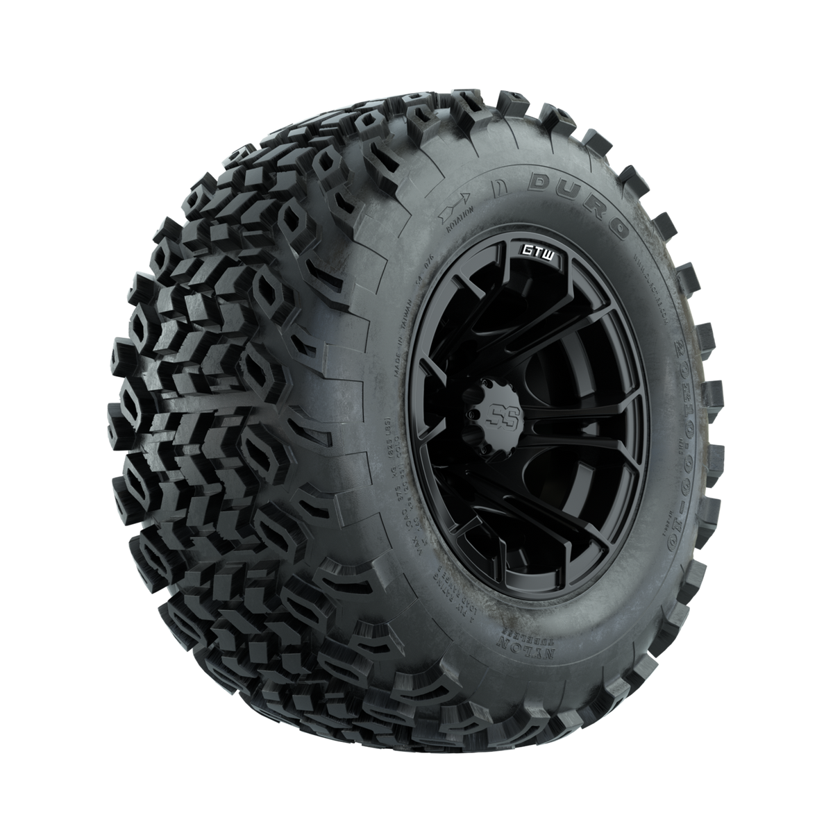 GTW Spyder Matte Black 10 in Wheels with 20x10-10 Duro Desert All Terrain Tires Full Set