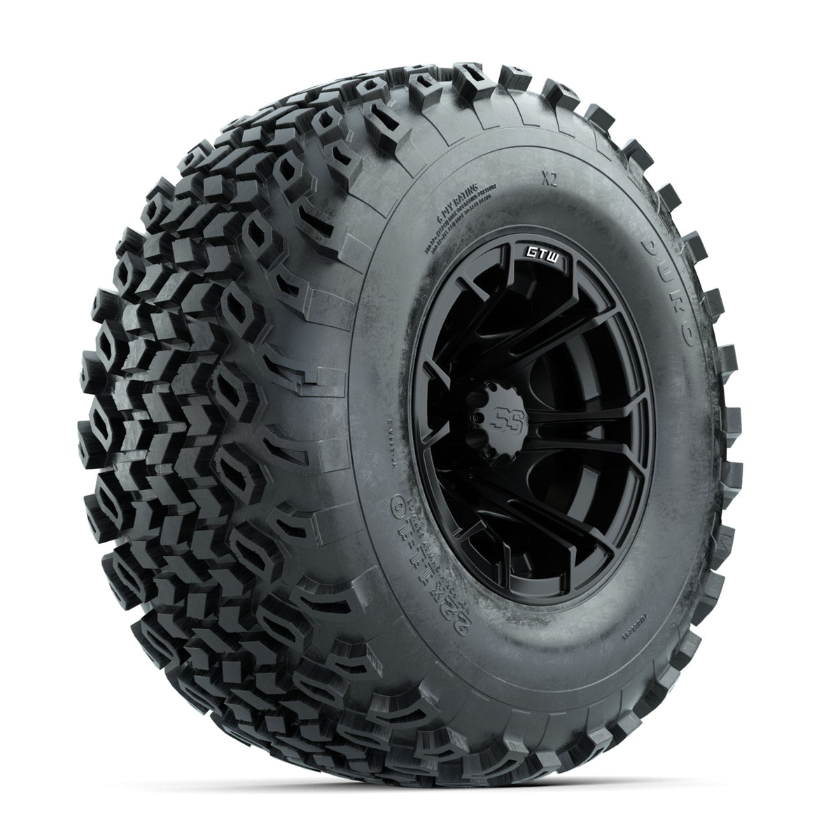 GTW Spyder Matte Black 10 in Wheels with 22x11-10 Duro Desert All Terrain Tires Full Set