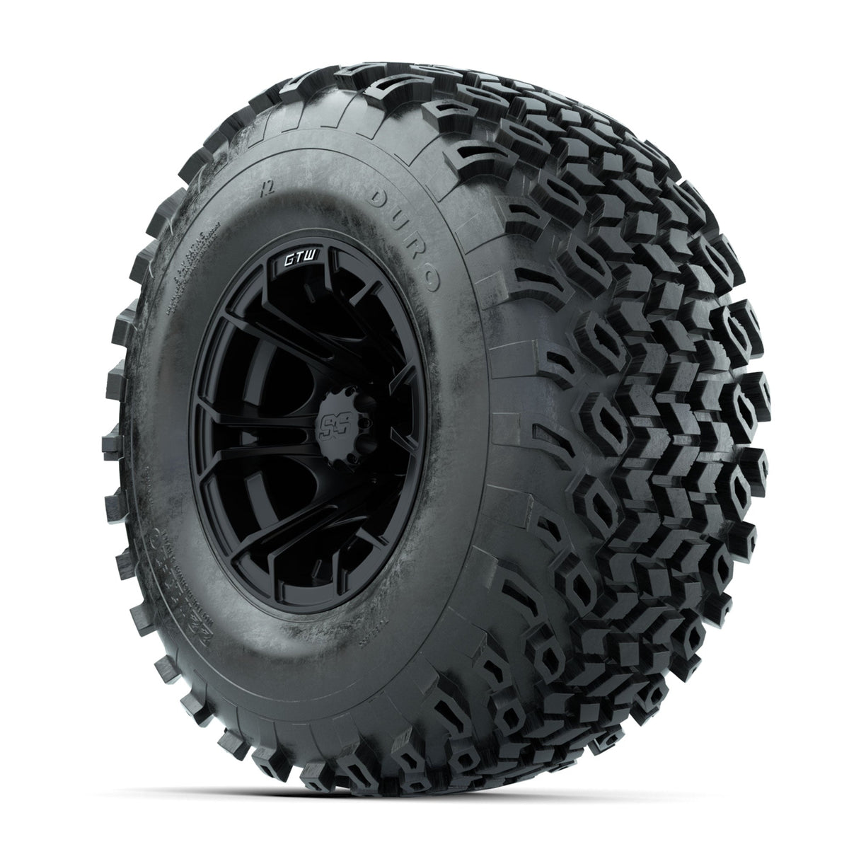 GTW Spyder Matte Black 10 in Wheels with 22x11-10 Duro Desert All Terrain Tires Full Set