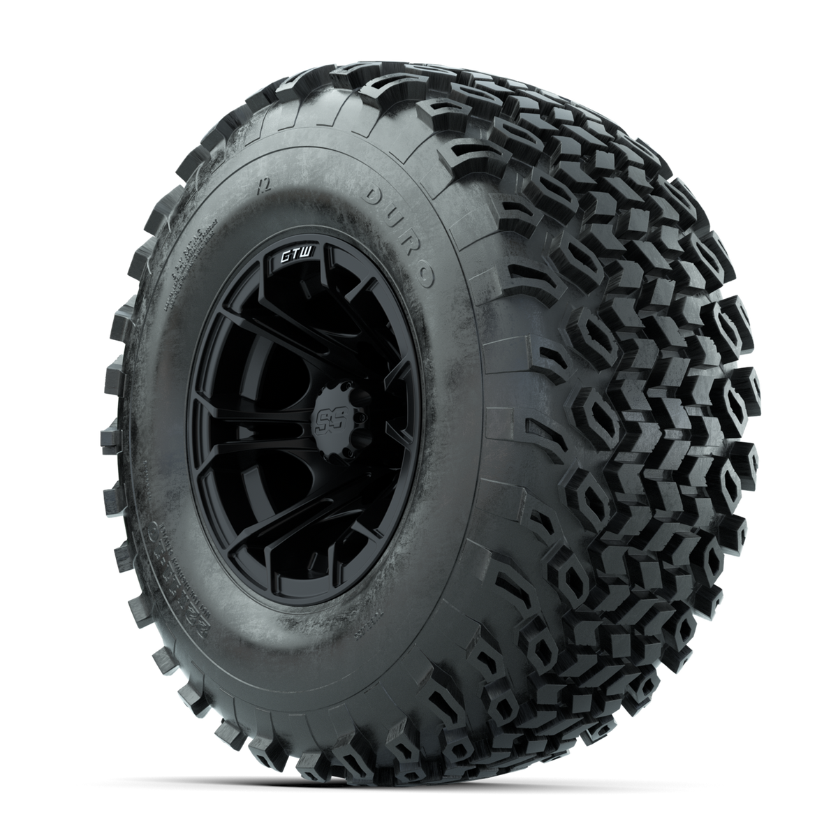 GTW Spyder Matte Black 10 in Wheels with 22x11-10 Duro Desert All Terrain Tires Full Set