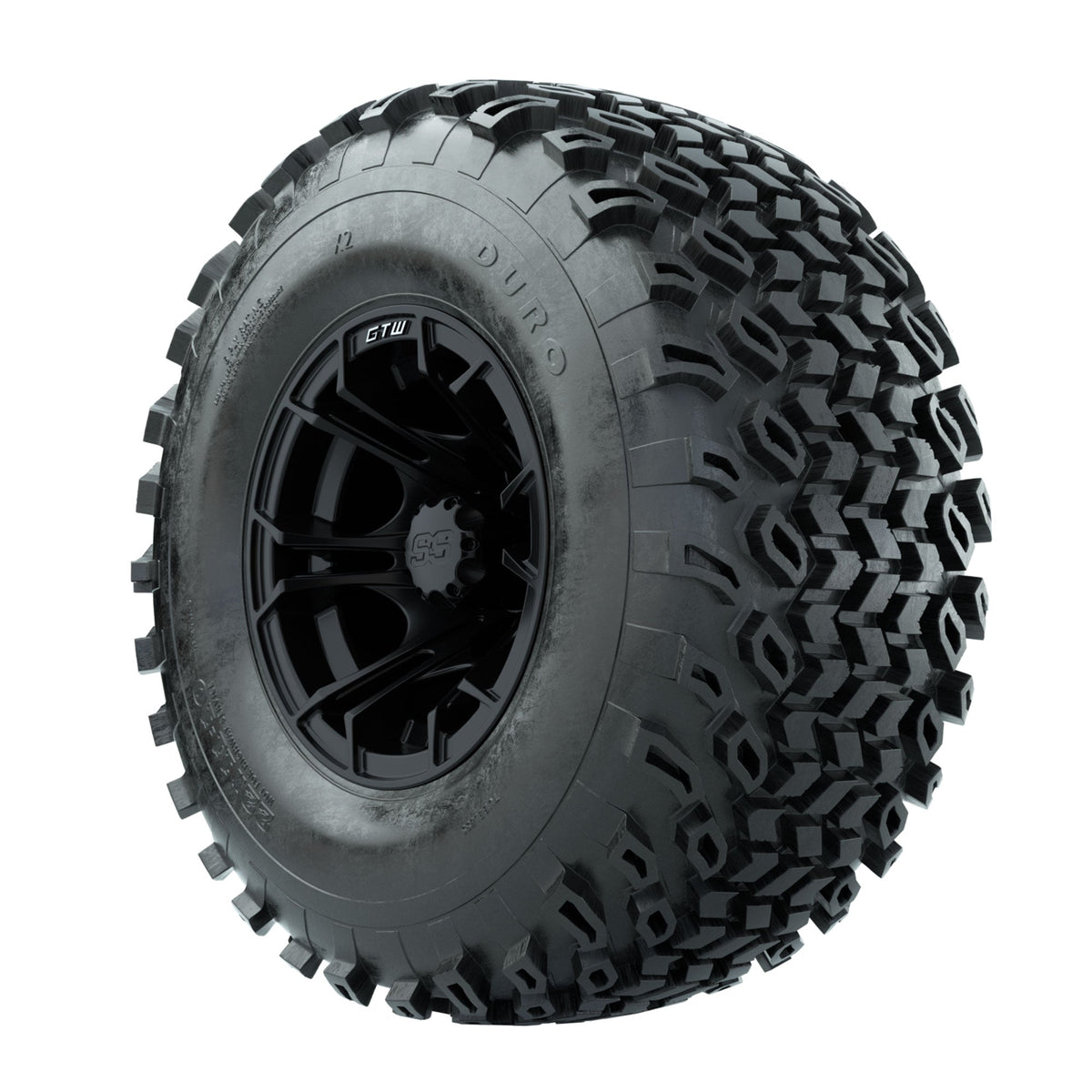 GTW Spyder Matte Black 10 in Wheels with 22x11-10 Duro Desert All Terrain Tires Full Set