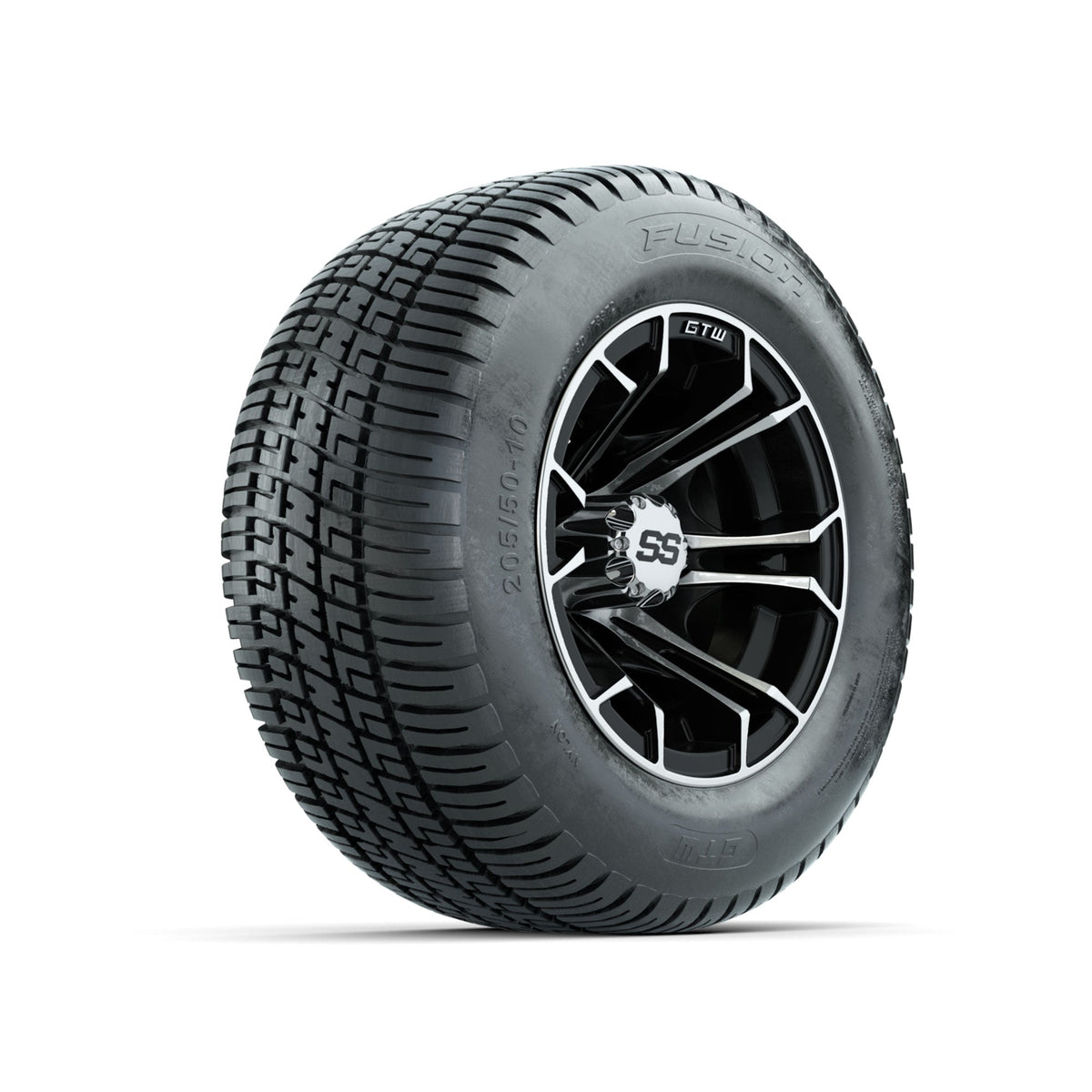 GTW Spyder Machined/Black 10 in Wheels with 205/50-10 Fusion Street Tires Full Set
