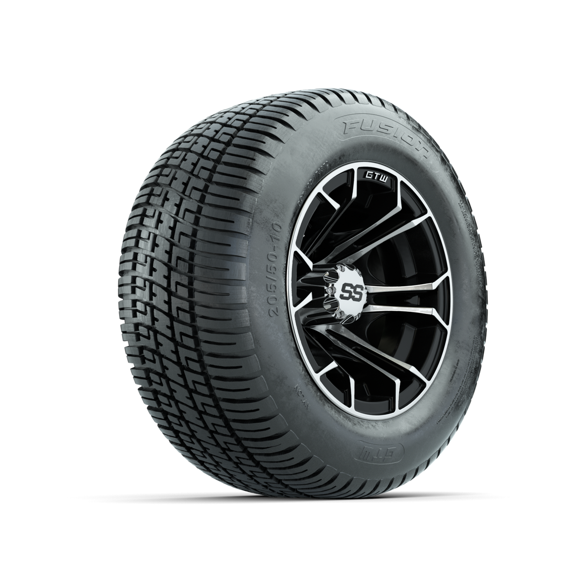 GTW Spyder Machined/Black 10 in Wheels with 205/50-10 Fusion Street Tires Full Set