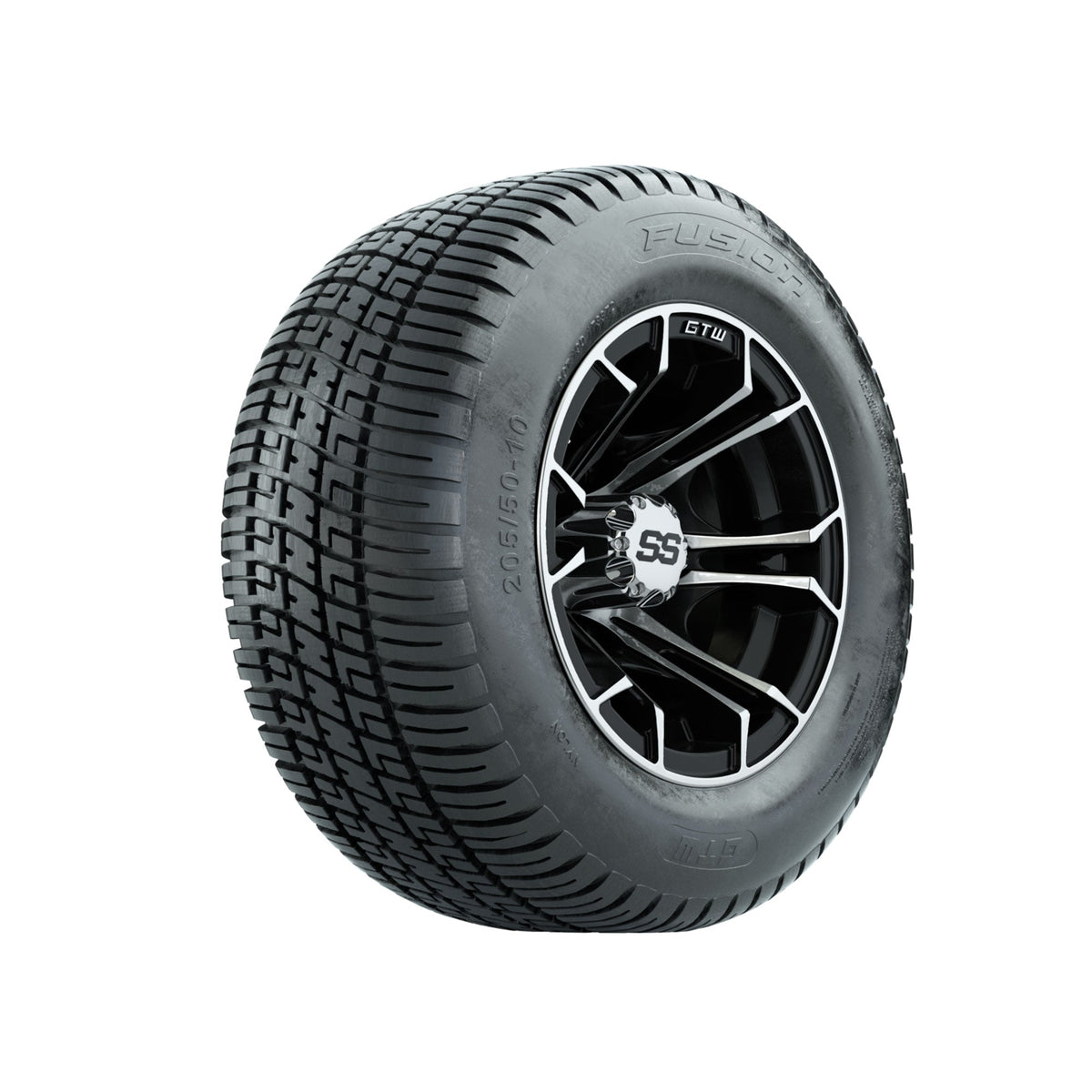 GTW Spyder Machined/Black 10 in Wheels with 205/50-10 Fusion Street Tires Full Set