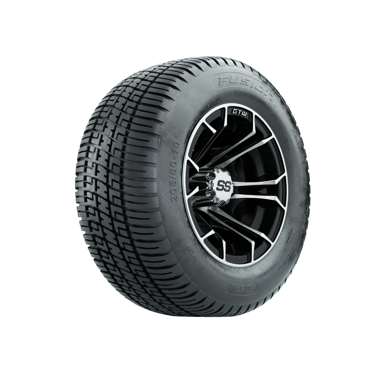 GTW Spyder Machined/Black 10 in Wheels with 205/50-10 Fusion Street Tires Full Set