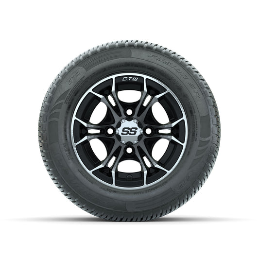 GTW Spyder Machined/Black 10 in Wheels with 205/50-10 Fusion SR Steel Belted Radial Tires Full Set