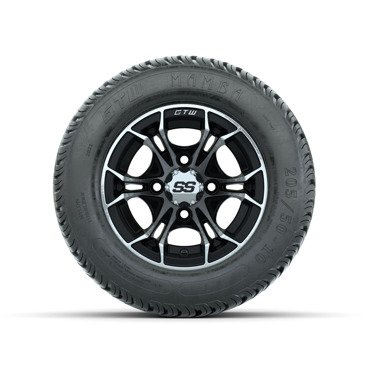 GTW Spyder Machined/Black 10 in Wheels with 205/50-10 Mamba Street Tires Full Set