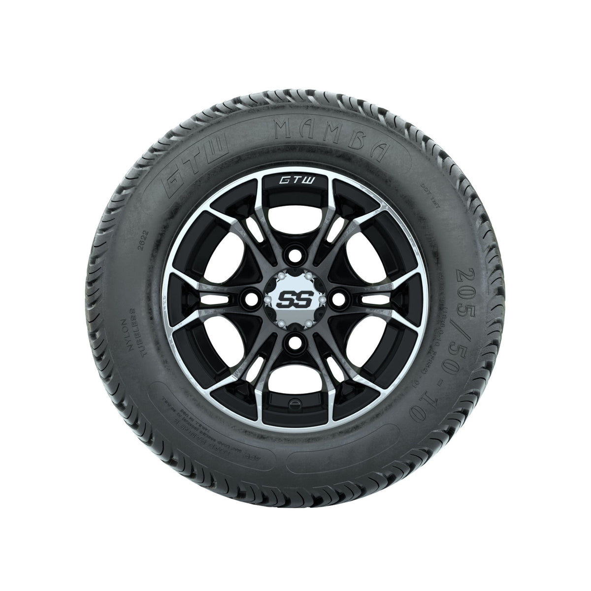 GTW Spyder Machined/Black 10 in Wheels with 205/50-10 Mamba Street Tires Full Set
