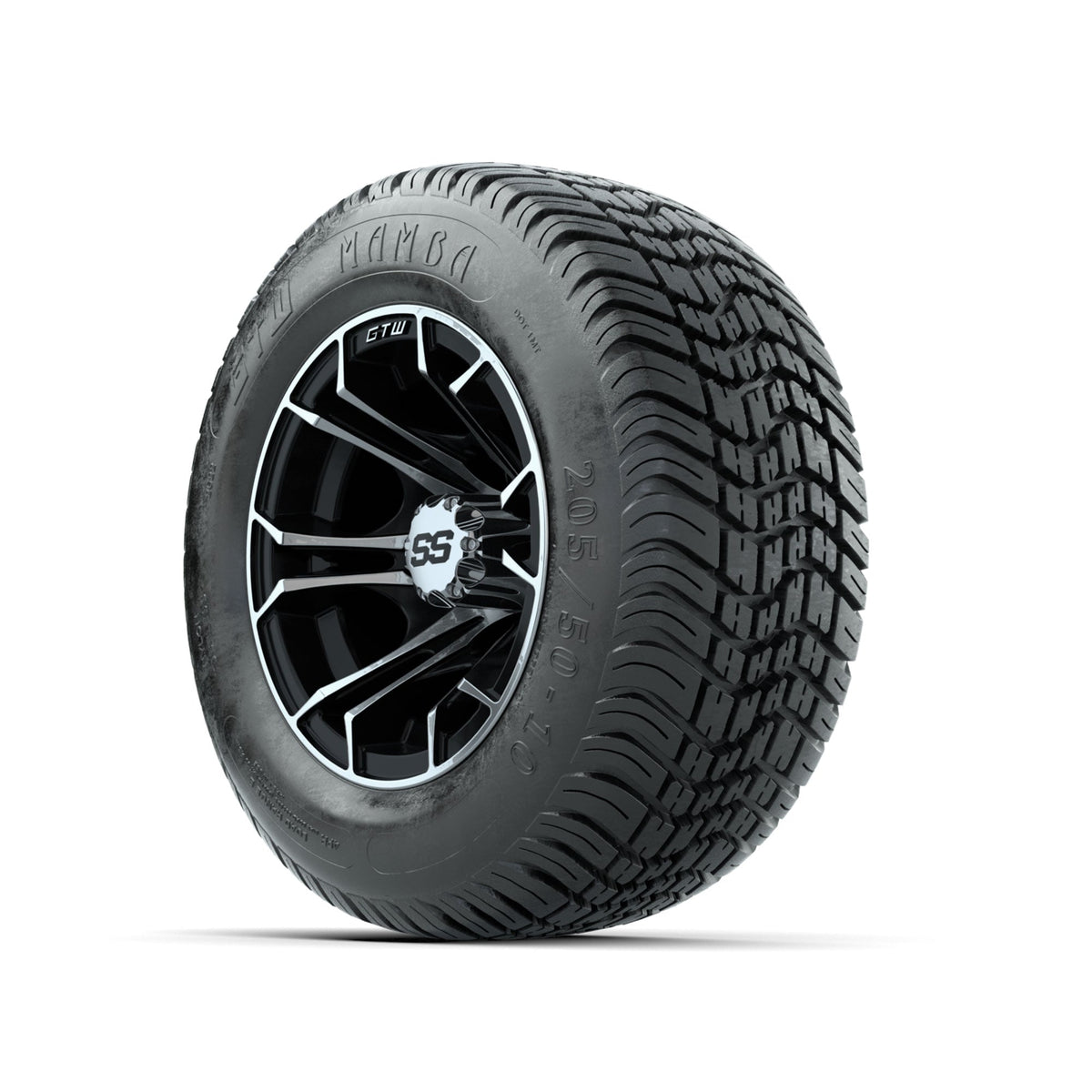 GTW Spyder Machined/Black 10 in Wheels with 205/50-10 Mamba Street Tires Full Set