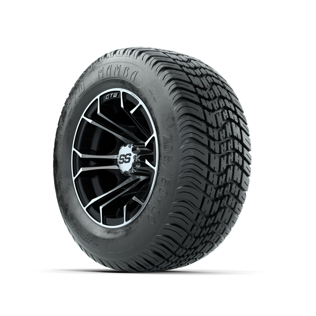 GTW Spyder Machined/Black 10 in Wheels with 205/50-10 Mamba Street Tires Full Set