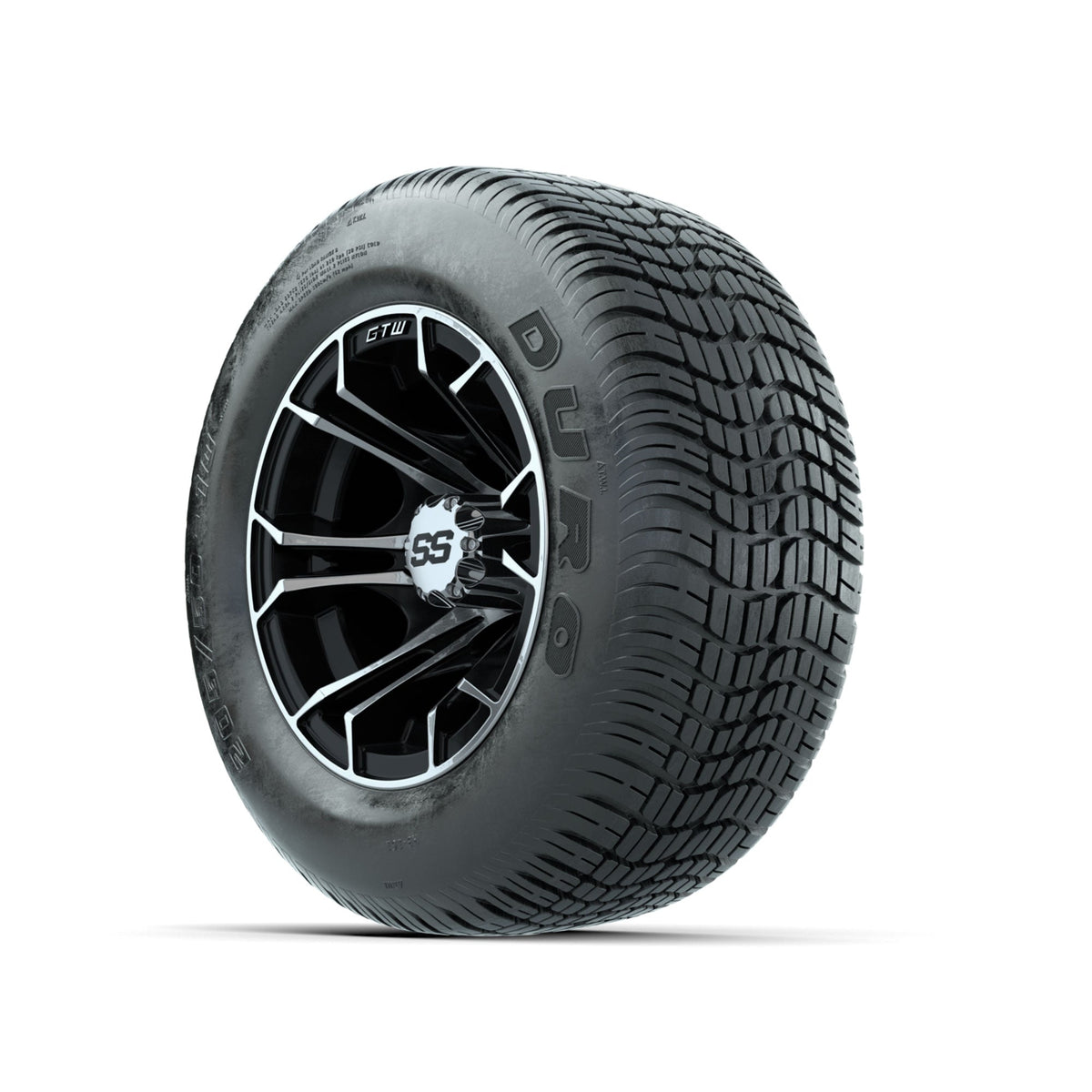 GTW Spyder Machined/Black 10 in Wheels with 205/50-10 Duro Low-profile Tires Full Set