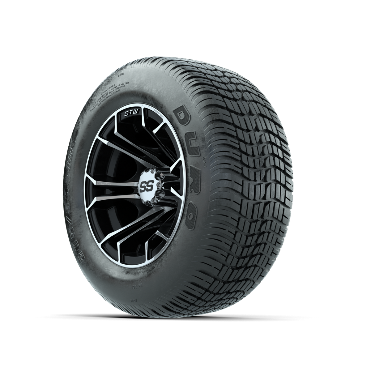 GTW Spyder Machined/Black 10 in Wheels with 205/50-10 Duro Low-profile Tires Full Set