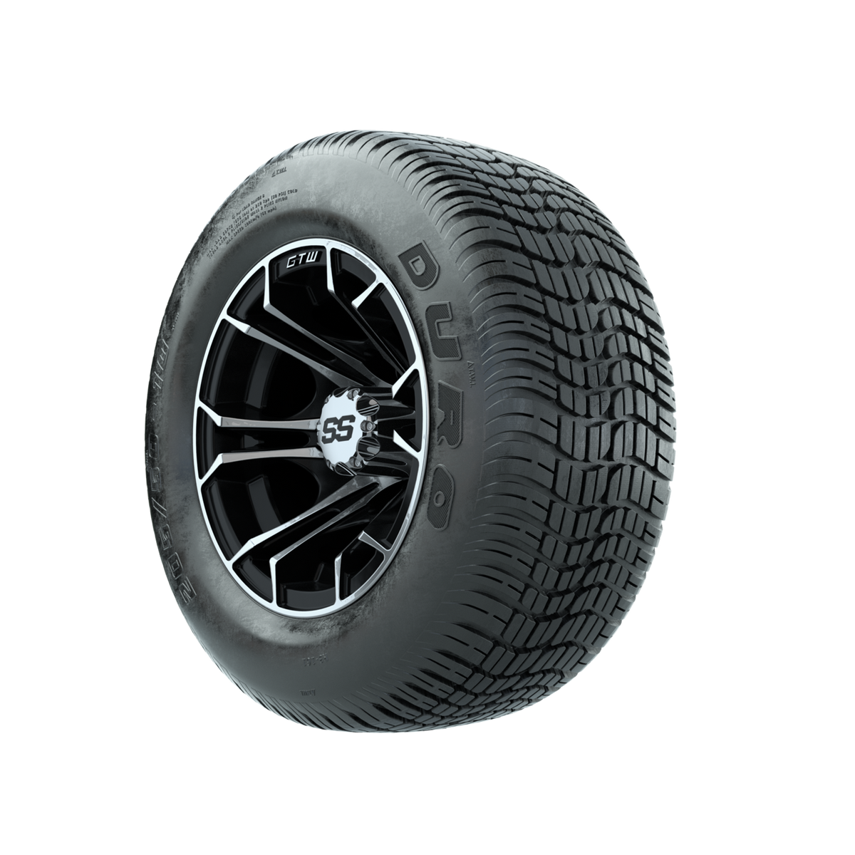 GTW Spyder Machined/Black 10 in Wheels with 205/50-10 Duro Low-profile Tires Full Set