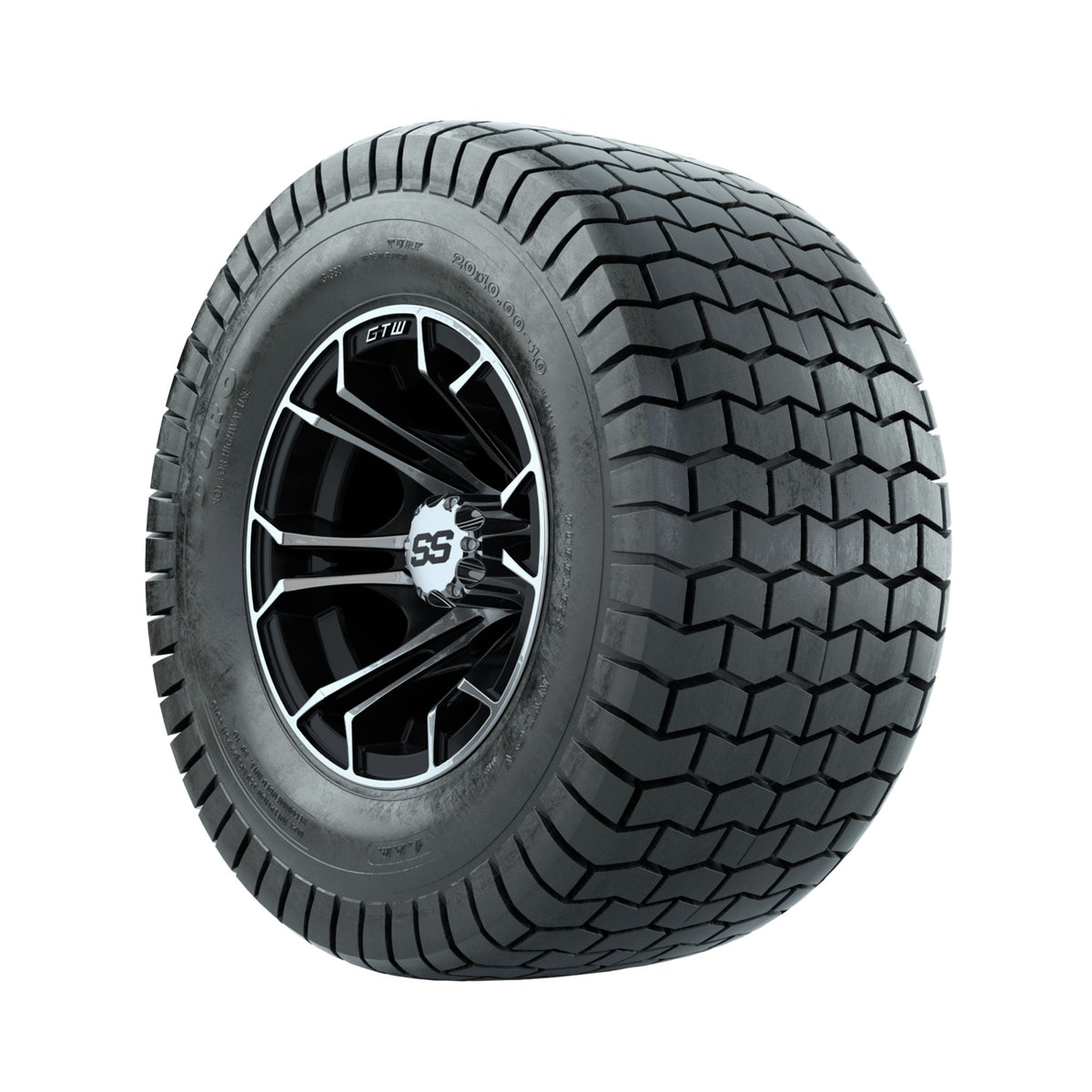 GTW Spyder Machined/Black 10 in Wheels with 20x10-10 Duro Soft Street Tires Full Set