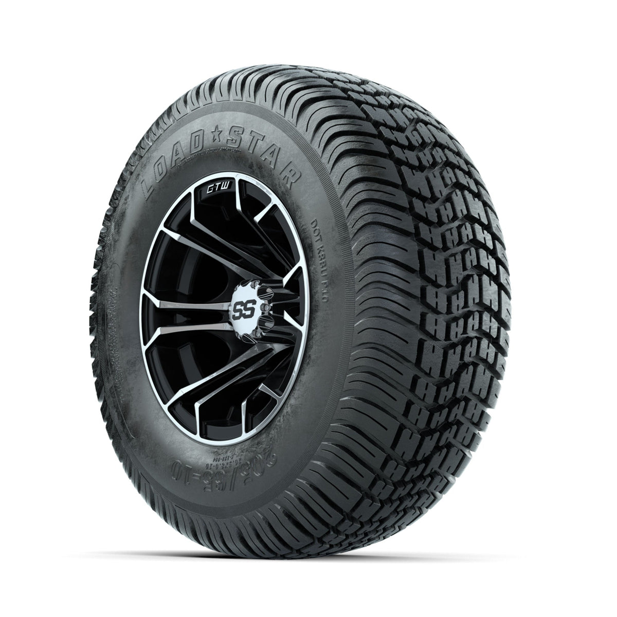 GTW Spyder Machined/Black 10 in Wheels with 205/65-10 Kenda Load Star Street Tires Full Set