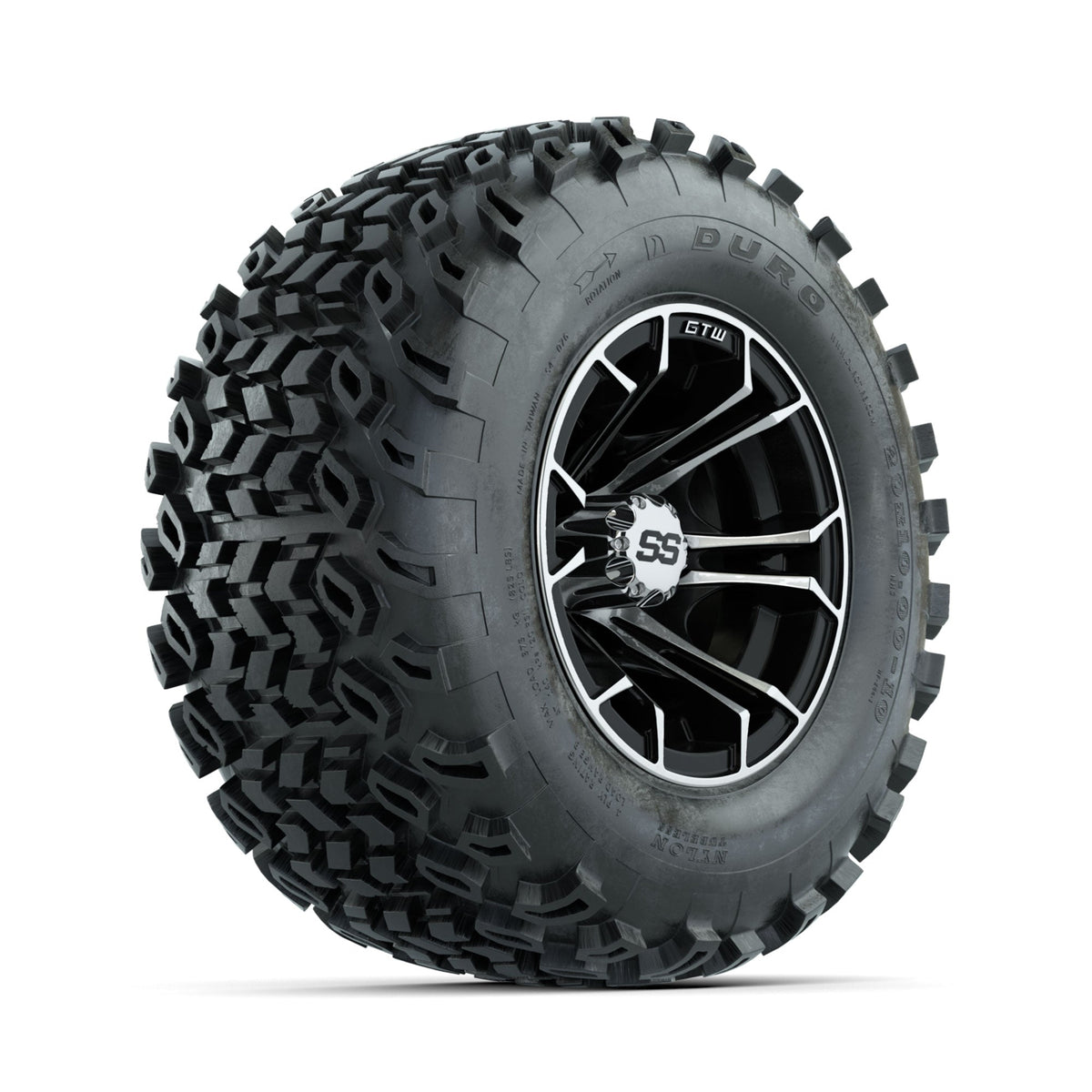 GTW Spyder Machined/Black 10 in Wheels with 20x10-10 Duro Desert All Terrain Tires Full Set
