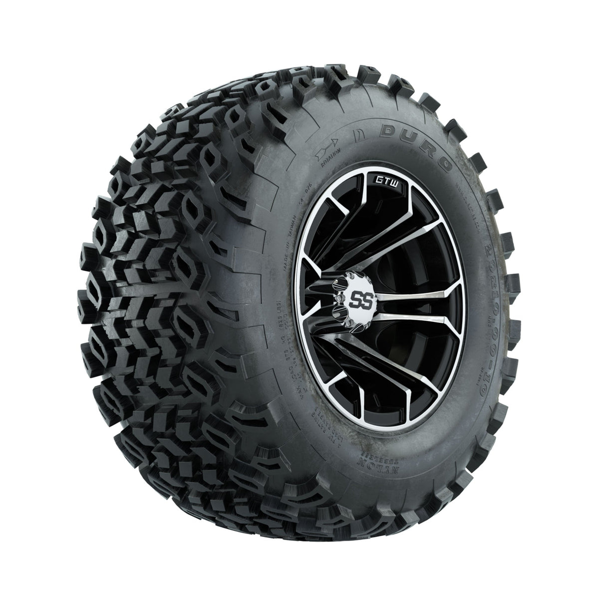 GTW Spyder Machined/Black 10 in Wheels with 20x10-10 Duro Desert All Terrain Tires Full Set