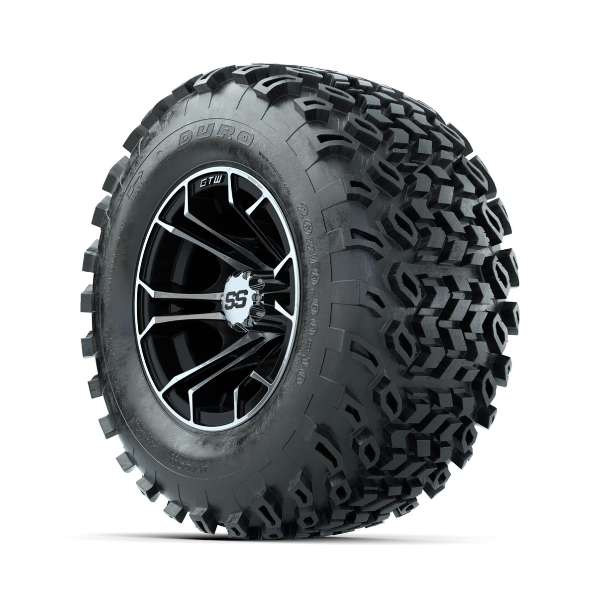 GTW Spyder Machined/Black 10 in Wheels with 20x10-10 Duro Desert All Terrain Tires Full Set