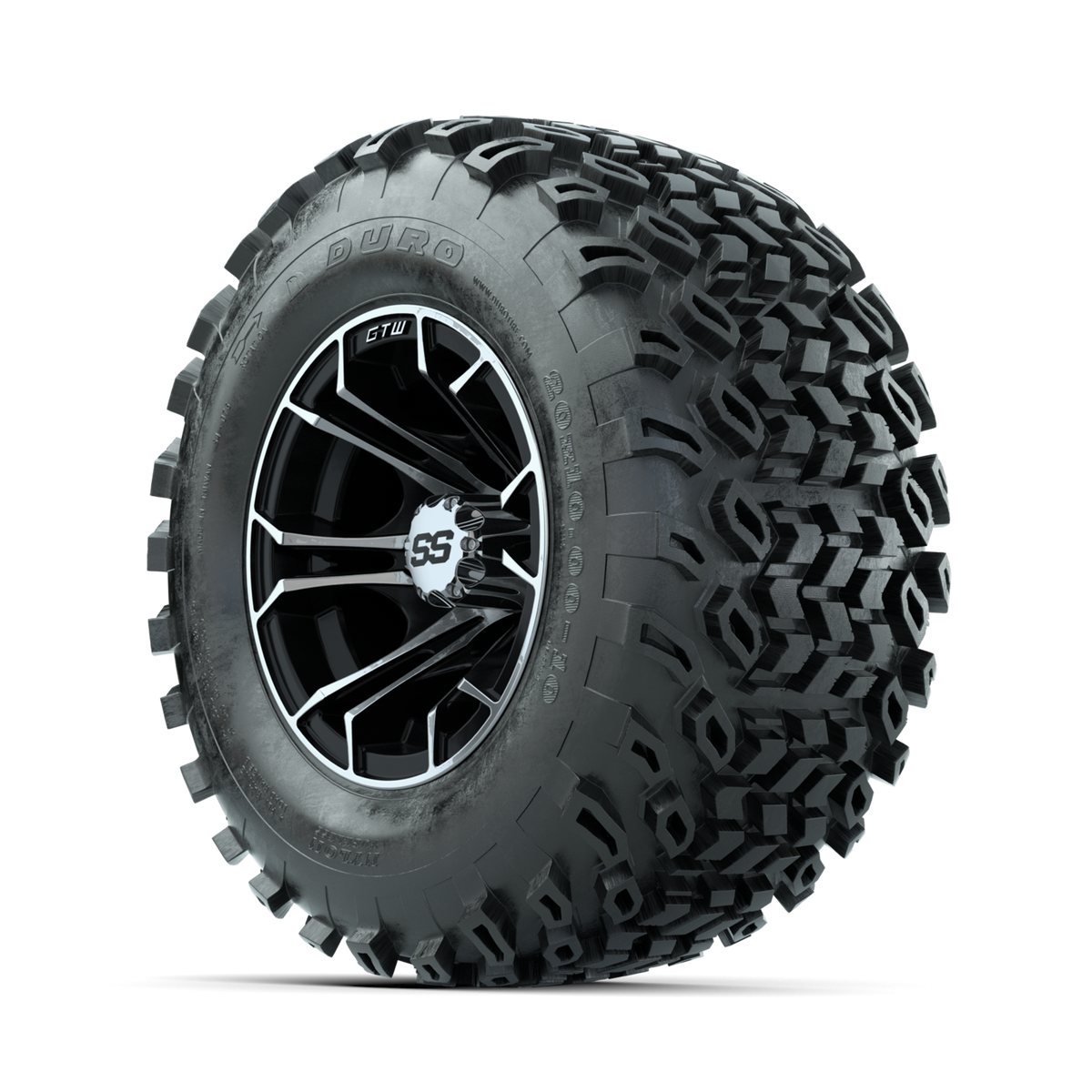 GTW Spyder Machined/Black 10 in Wheels with 20x10-10 Duro Desert All Terrain Tires Full Set