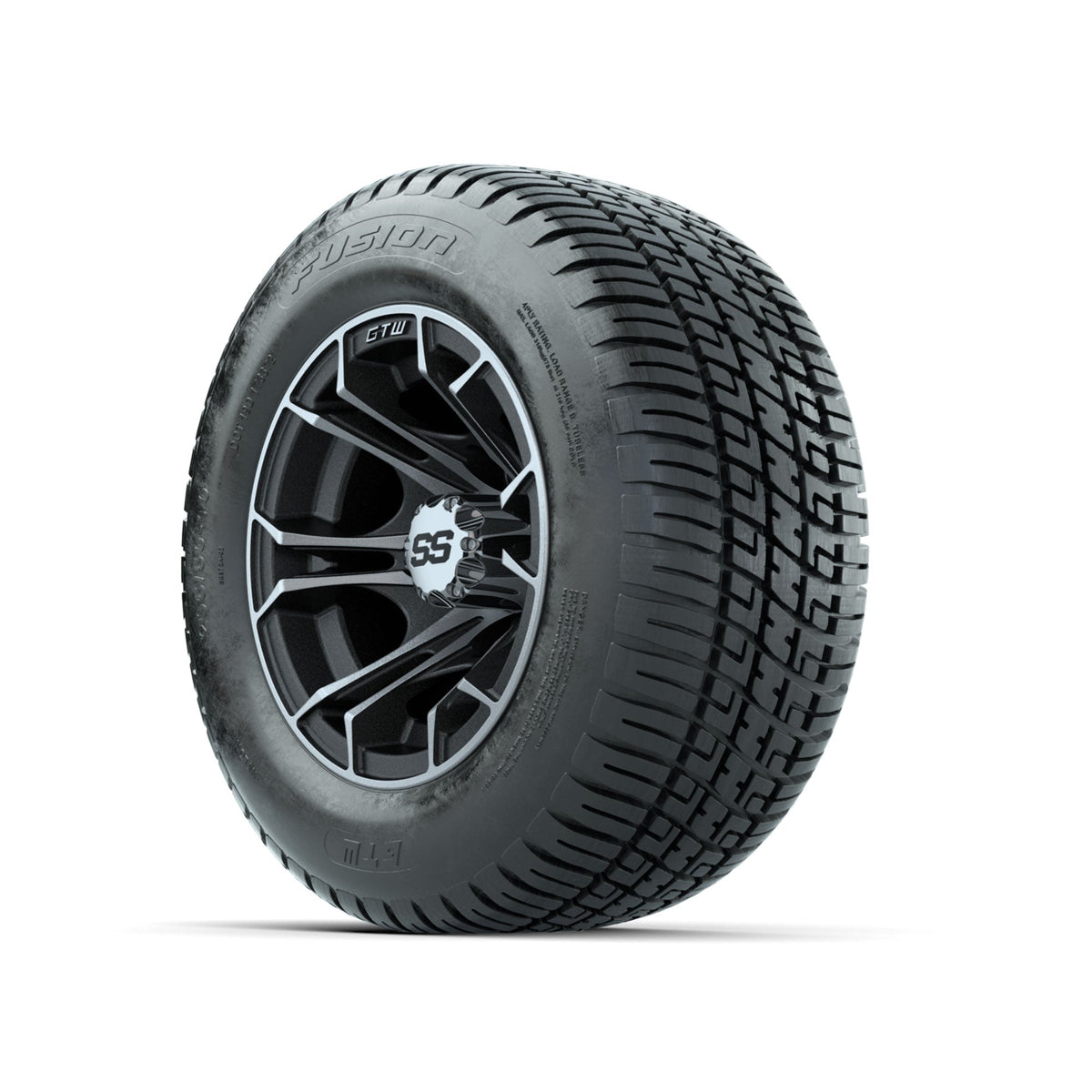 GTW Spyder Machined/Matte Grey 10 in Wheels with 205/50-10 Fusion Street Tires Full Set