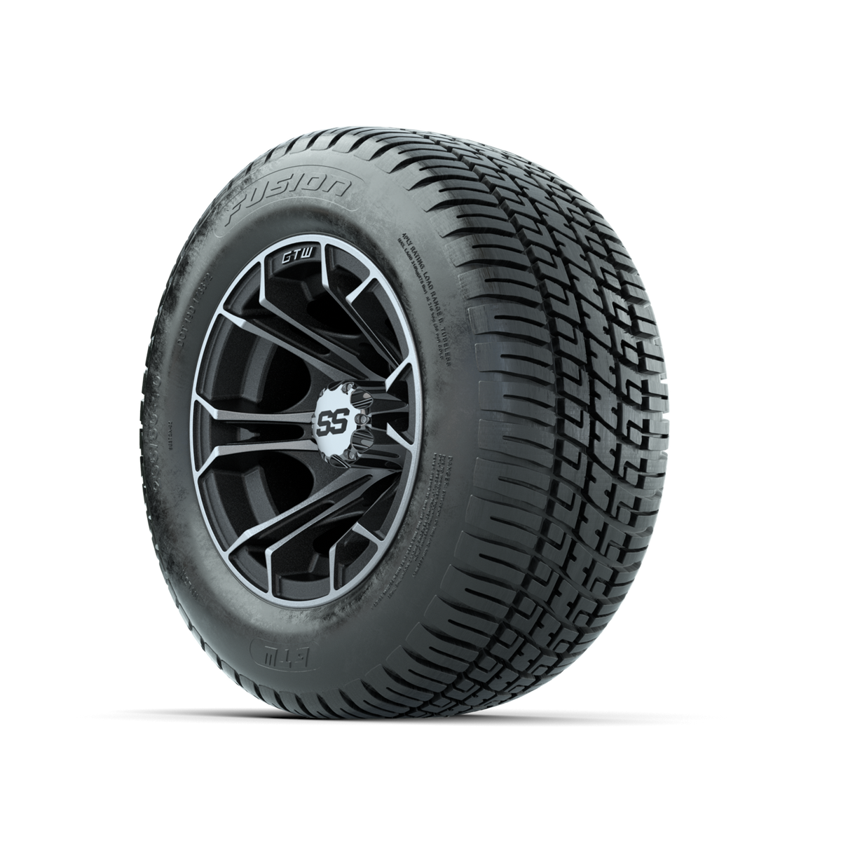 GTW Spyder Machined/Matte Grey 10 in Wheels with 205/50-10 Fusion Street Tires Full Set