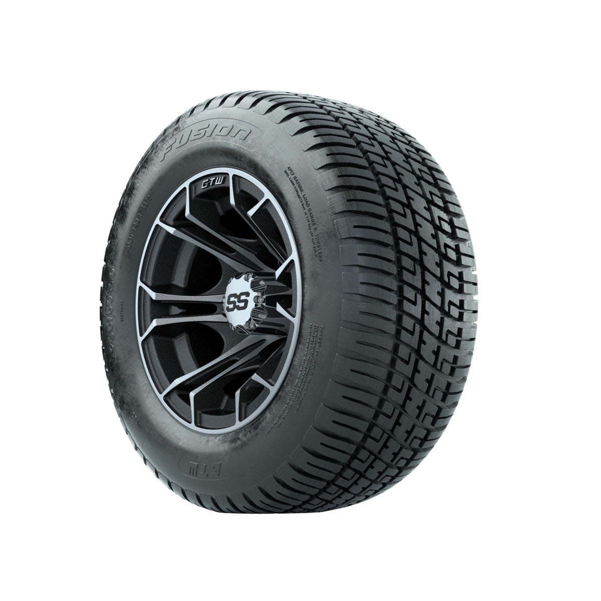 GTW Spyder Machined/Matte Grey 10 in Wheels with 205/50-10 Fusion Street Tires Full Set