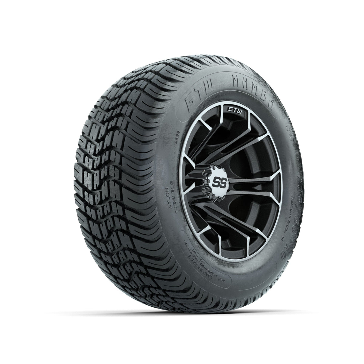 GTW Spyder Machined/Matte Grey 10 in Wheels with 205/50-10 Mamba Street Tires Full Set