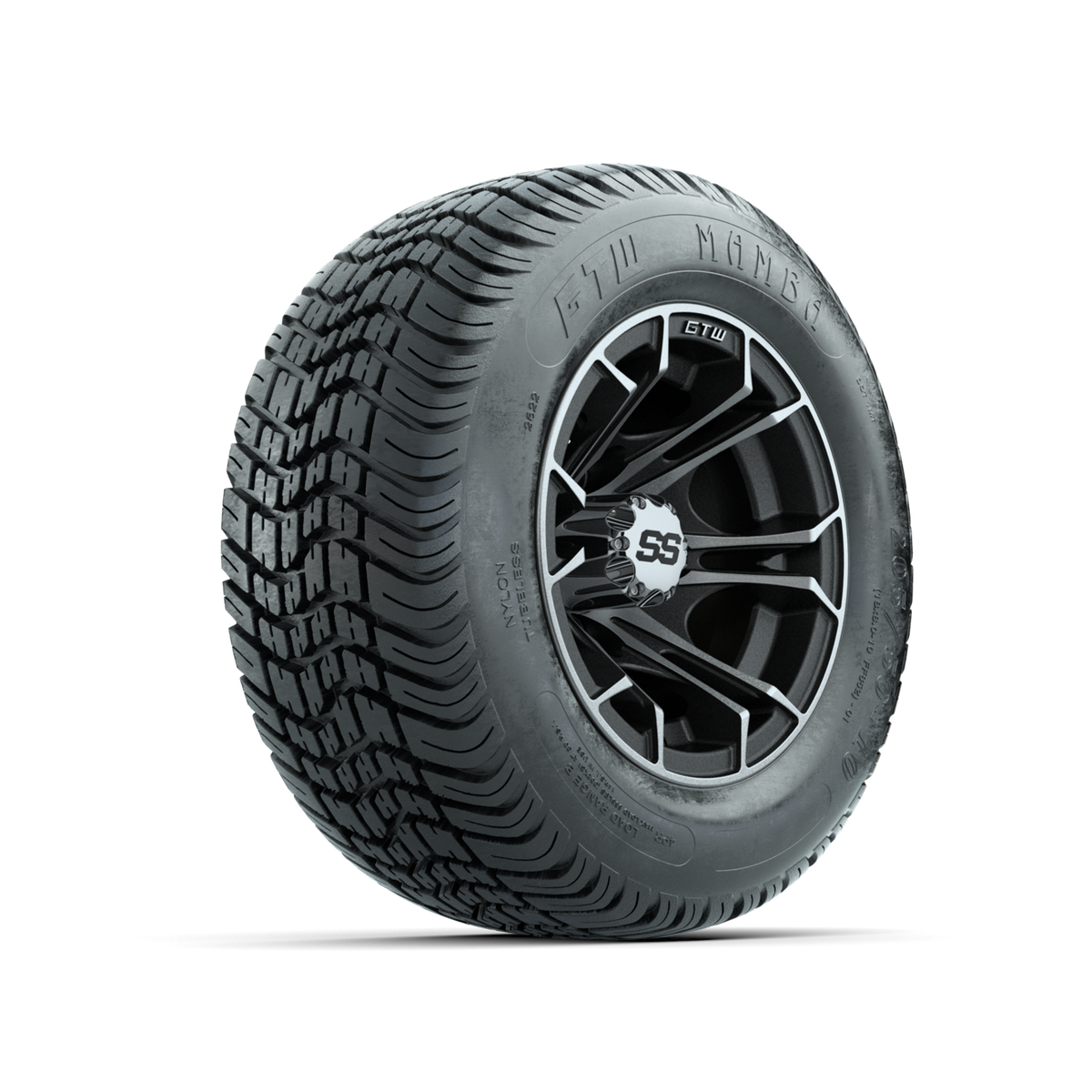 GTW Spyder Machined/Matte Grey 10 in Wheels with 205/50-10 Mamba Street Tires Full Set