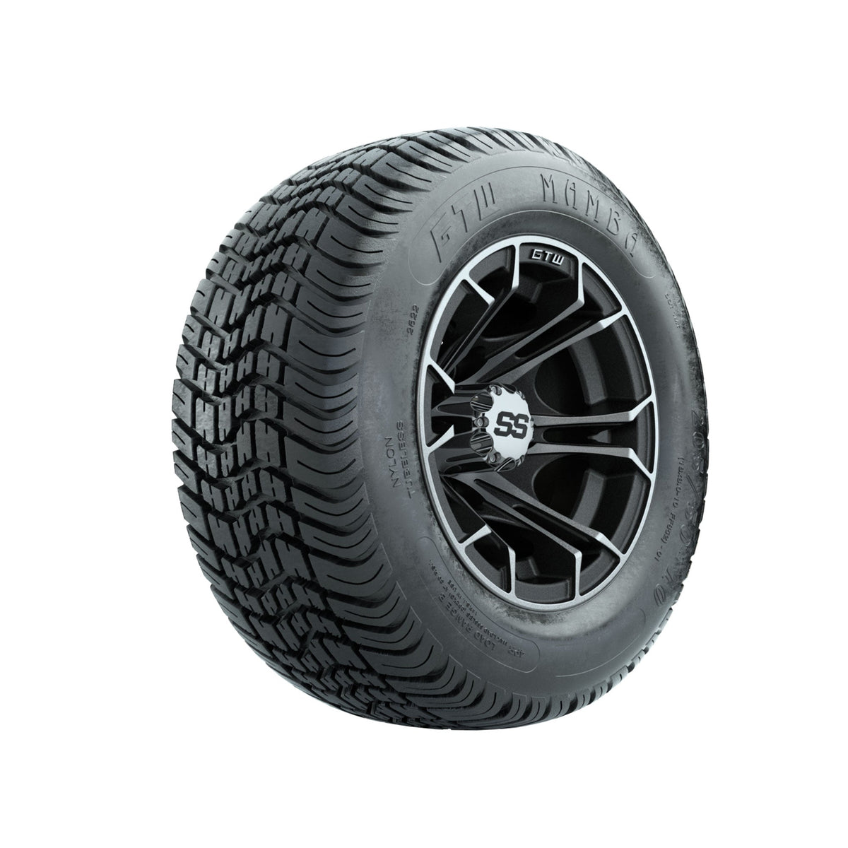 GTW Spyder Machined/Matte Grey 10 in Wheels with 205/50-10 Mamba Street Tires Full Set