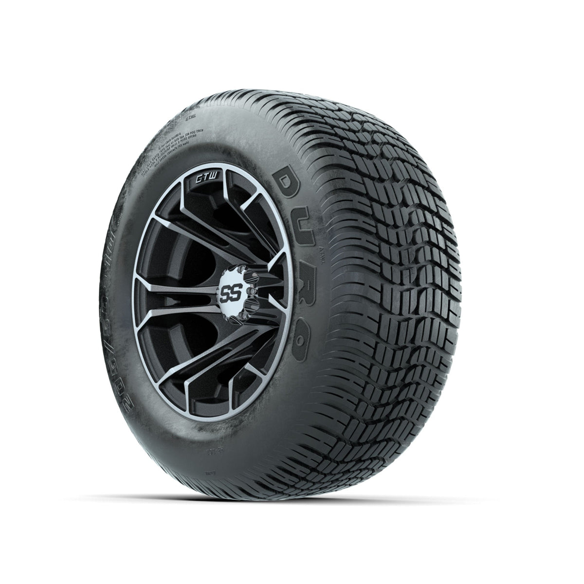 GTW Spyder Machined/Matte Grey 10 in Wheels with 205/50-10 Duro Low-profile Tires Full Set