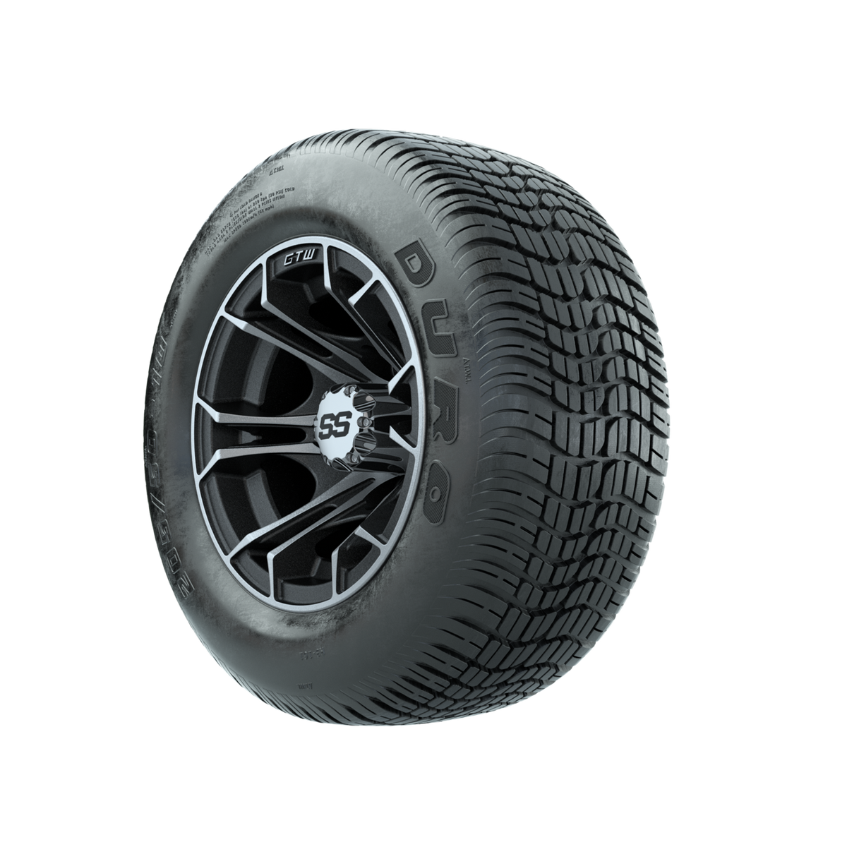 GTW Spyder Machined/Matte Grey 10 in Wheels with 205/50-10 Duro Low-profile Tires Full Set