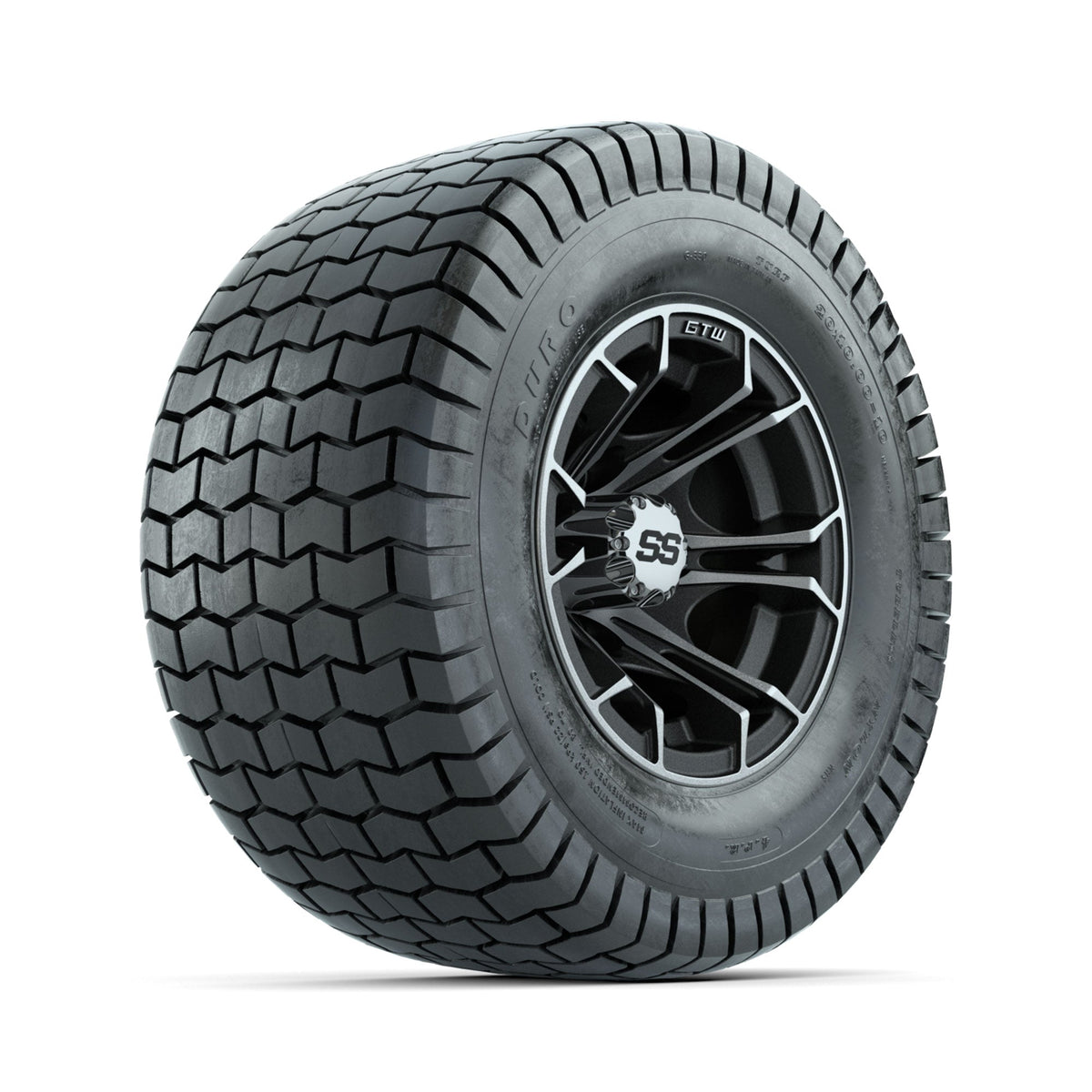 GTW Spyder Machined/Matte Grey 10 in Wheels with 20x10-10 Duro Soft Street Tires Full Set