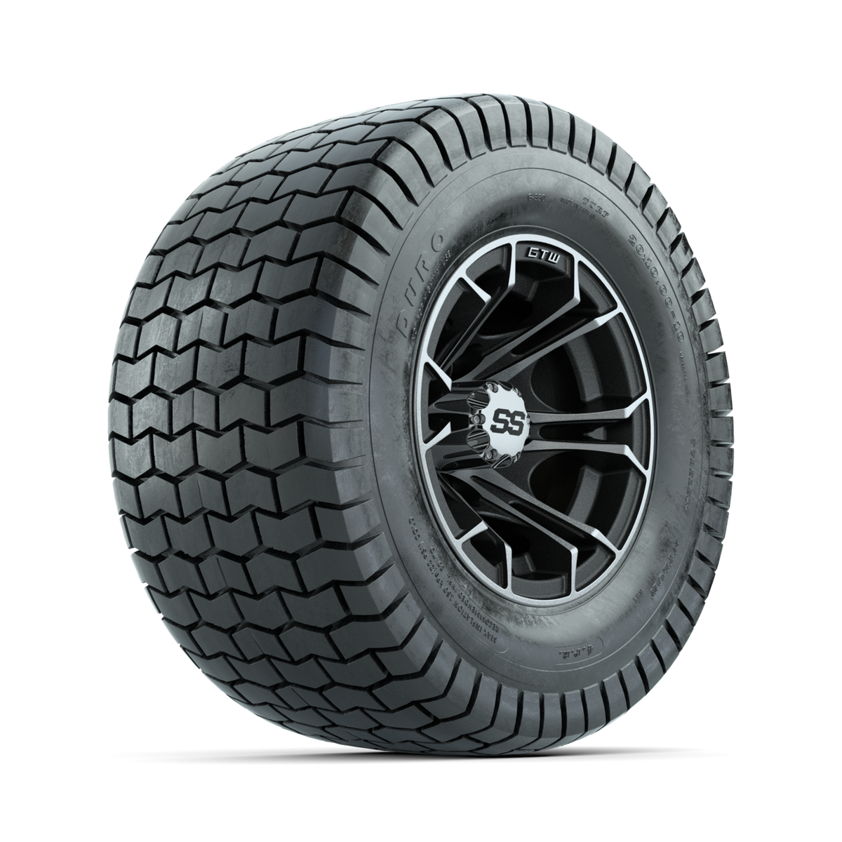 GTW Spyder Machined/Matte Grey 10 in Wheels with 20x10-10 Duro Soft Street Tires Full Set