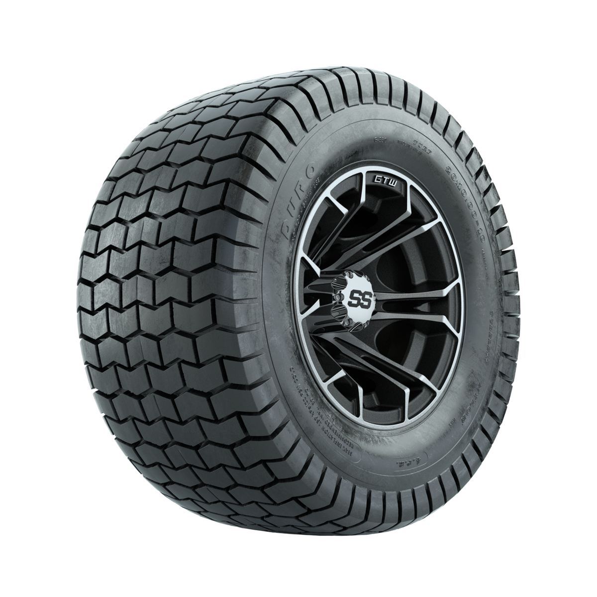 GTW Spyder Machined/Matte Grey 10 in Wheels with 20x10-10 Duro Soft Street Tires Full Set